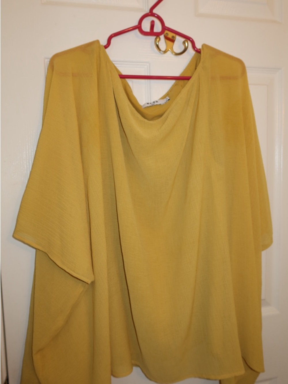 Lightweight Draped Poncho blouse in Mustard Yellow